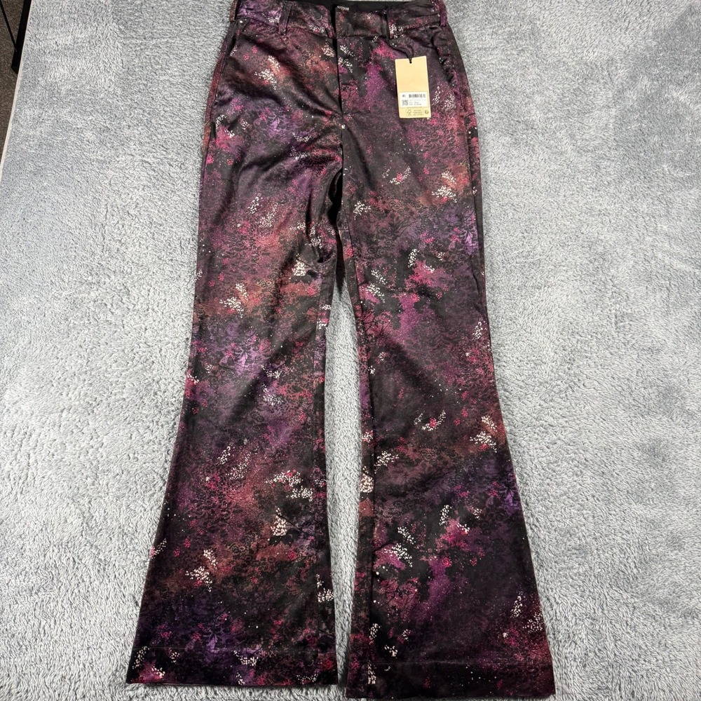 NWT Scotch & Soda Pants Womens 26/32 Purple Galaxy Wide Leg Flare Floral Bold - Picture 5 of 10